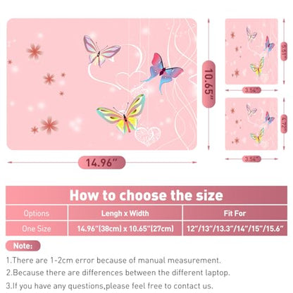 15-15.6 inches Netbook Laptop Skin Sticker Decal Reusable Cover Protector for 11.6 12 13 13.3 14 15 15.4 Notebook Chromebook PC, Scratch-Resistant Waterproof I Pink Butterflies - color: Pink Butterflies