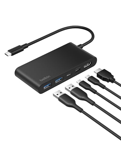 Belkin USB-C Hub 5-Port 4K HDMI 2.0 100W PD for MacBook, iPad & laptops | 5Gbps data transfer, 4K HDMI 2.0 display support, compatible with iPad Pro, Chromebook, and Neo MacBook - style: 5-in-1 USB-C Hub