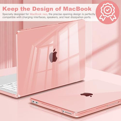 CISSOOK for MacBook Neo 13 inch Case 2026 Pink A3404 with A18 Pro Chip | 5in1 Set Hard Shell Case, Keyboard Cover, Screen Protector, Scratch Resistant, Ultra-Thin, for Students & Office - color: Crystal Pink