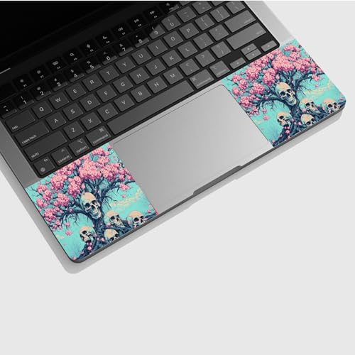 Universal Laptop Skin Sticker with 2 Wrist Pad Skins, Waterproof Scratch Resistant Vinyl Laptop Cover Decal, Cut to Fit for 11–15.6 Inch MacBook HP Dell Lenovo, Pink Tree Skull - color: Pink Tree Skull