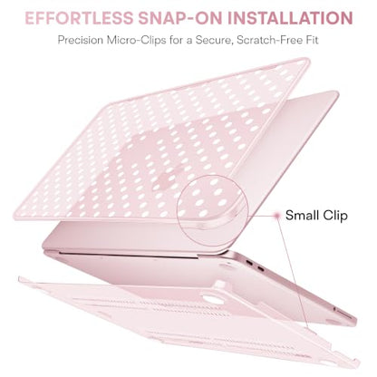 May Chen Compatible with MacBook Neo 13 inch Case 2026 Model A3404, Plastic Hard Shell,Keyboard Cover,Screen Protector,Dust Plug, for MacBook Neo 13" with A18 Pro Chip, Blush Polka dot - color: Blush Polka dot