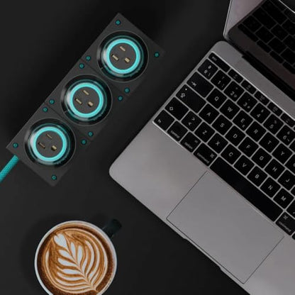 GENKI Moonbase 240W GaN Desktop Charger, Power Strip 7-Port Power Hub with 3 AC Outlets & 4 USB-C Ports (140W Max), Compact Design for Laptop/MacBook/Phone/Gaming Devices (Darkside) - color: Darkside