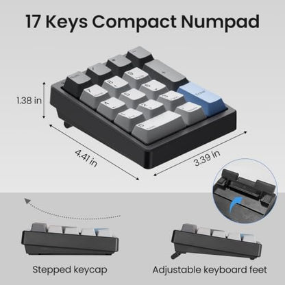 Kisnt MF17 Mechanical Numpad for Excel Financial Data Entry | QMK/VIA Programmable, Wired 17 Keys Hot Swappable, Custom RGB with PBT Keycaps for Laptops PC Compact Keyboards (Black) - color: Black