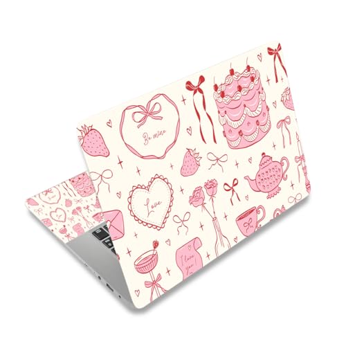 Kawaii Pink Bow Heart 12 12.1 13 13.3 14 15 15.4 15.6 in Skin Laptop Sticker Decal, Netbook Skins for Notebook PC, Universal Vinyl Laptop Decor Cover for Women, Waterproof Art Protector - color: Kawaii Pink Bow Heart