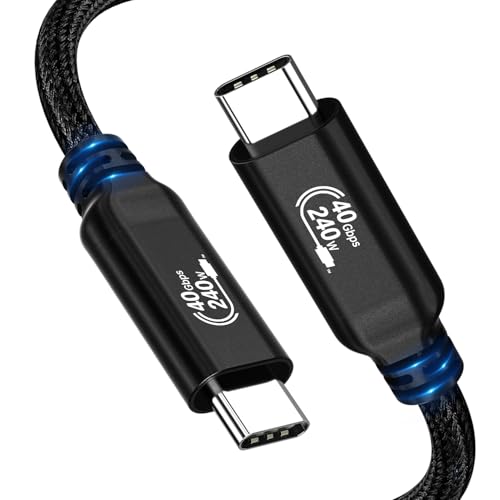 GeoHN.G USB 4 Cable 3.3FT, USB C Video Cable for Thunderbolt 4 Cable with PD 240W, 8K@60Hz 40Gbps Link Cord for MacBook, Hub, SSD, iPhone 17/16, Docking, eGPU, Monitor and More