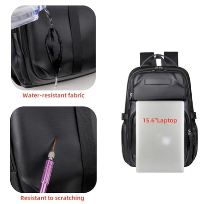 Casual laptop backpack, travel laptop backpack, water-resistant, suitable for work, travel, commuting, Daily. (Black) - color: Black