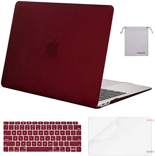 MOSISO Compatible with MacBook Air 13 inch Case M1 2021 2020 2019 2018 | A2337 A2179 A1932, Protective Hard Shell&Keyboard Cover&Screen Film&Pouch for MacBook Air 13.3 inch Case, Marsala Red - color: Marsala Red