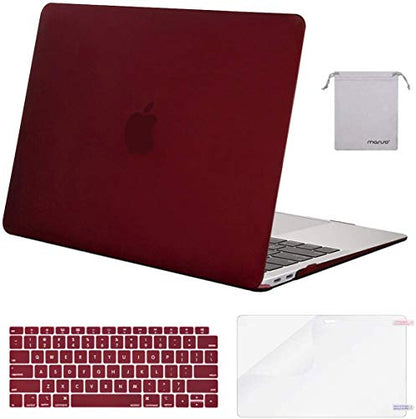 MOSISO Compatible with MacBook Air 13 inch Case M1 2021 2020 2019 2018 | A2337 A2179 A1932, Protective Hard Shell&Keyboard Cover&Screen Film&Pouch for MacBook Air 13.3 inch Case, Marsala Red - color: Marsala Red