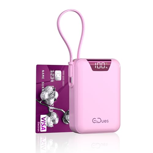 M2 Portable Charger, 20000mAh Power Bank, PD 35W Ultra Fast USB-C Built-in Cable, Compact Cute Mini External Battery Pack for iPhone, Samsung, Android iPad (Pink) - color: Pink