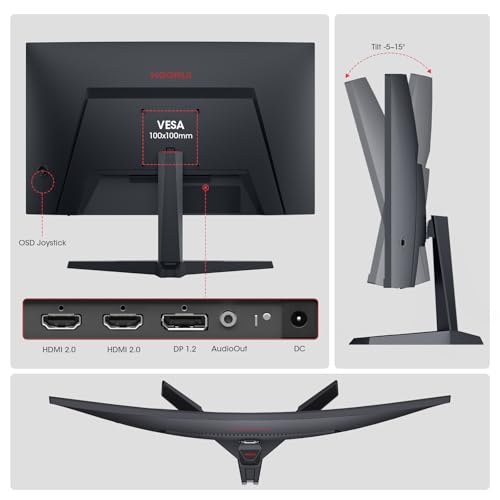 KOORUI 27 Inch Curved Gaming Monitor 180Hz FHD 1080P, 1500R VA Display | Adaptive Sync, 3000:1 Contrast, 90% DCI-P3, Eye Care, HDMI×2 and DP, VESA Compatible, FPS & Console Gaming, Bedroom Setup - size: 27inch 180Hz/FHD/Curved