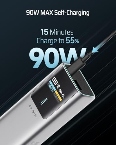 CUKTECH 10 Power Bank 10000mAh(4S1P), 100W USB C Portable Charger with Smart Display, PD3.0 Fast Charging External Battery Pack for iPhone 16/15/14/13, Samsung, MacBook, Dell, Steam Deck and More