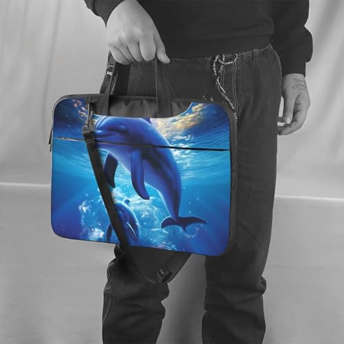 Cute Dolphins Laptop Bag for Women Computer Bag Shoulder Laptop Sleeve Business Work Briefcase - size: 15.6 inch