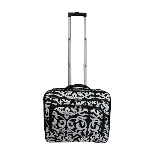 Ladies Damask Rolling Computer Laptop Bag Brief Case -- FITS A 13", 14", 15", 16" OR 17" LAPTOP (MEASURED CORNER TO CORNER DIAGONALLY)