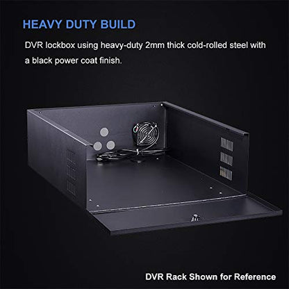 Heavy Duty 16 Gauge DVR Security Lockbox with Fan (Black 24'' x 21'' x 7'')
