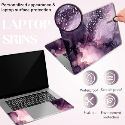SUPERDANT 3Pcs Purple Ink-Wash Laptop Skin 14.9x10.6in Trim-to-Fit Notebook Sticker Cover Decal Set Bubble-Free PVC Wrap Scratch-Proof Water-Proof Ink Wash Diffusion - style: Ink wash diffusion