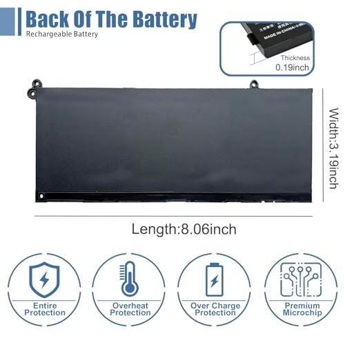 G91J0 Laptop Battery Replacement for Dell inspiron 3510 3515 3511 5515 5510/5518 5410(2-in-1)/5418 vostro 5410 5510 Latitude 3320 Series 0FH3K2 FH3K2 TN70C 0WV3K8 41Wh 3467mAh - size: 9.39*3.47*0.25 inch G91J0
