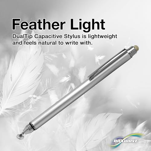 BoxWave Stylus Pen Compatible with LG gram Pro Thin and Lightweight Laptop (17 in) - DualTip Capacitive Stylus, Fiber Tip Disc Tip Capacitive Stylus Pen - Metallic Silver