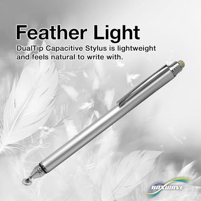 BoxWave Stylus Pen Compatible with LG gram Pro Thin and Lightweight Laptop (17 in) - DualTip Capacitive Stylus, Fiber Tip Disc Tip Capacitive Stylus Pen - Metallic Silver