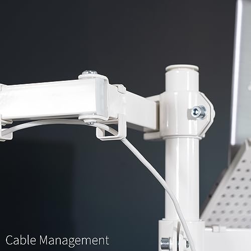 VIVO Fully Adjustable 13 to 32 inch Single Computer Monitor and Laptop Desk Mount Combo, Stand with Grommet Option, Fits up to 17 inch Laptops, White STAND-V002CW - color: White