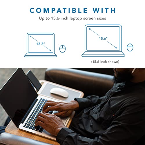 LapGear Compact Lap Desk - Black - Fits up to 13.3 Inch Laptops - Style No. 43108 & Home Office Lap Desk with Device Ledge, Mouse Pad, and Phone Holder - Oakwood - Fits up to 15.6 Inch Laptops