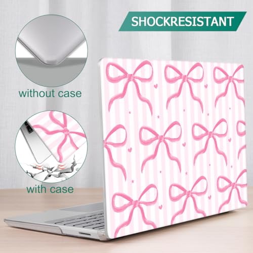 Case for Surface Laptop 5/4/3 13.5", Bows-Stripe | Hard Shell Case with Keyboard Cover & Screen Protector. Fits Surface Laptop 5/4/3 13.5" Metal Palm Rest Models 1951/1868. - color: Bows-Stripe