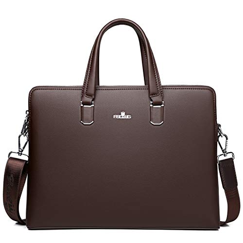 FSD.WG]Business Bag Leather Briefcase Shoulder Laptop Business Bag for Men - color: Brown