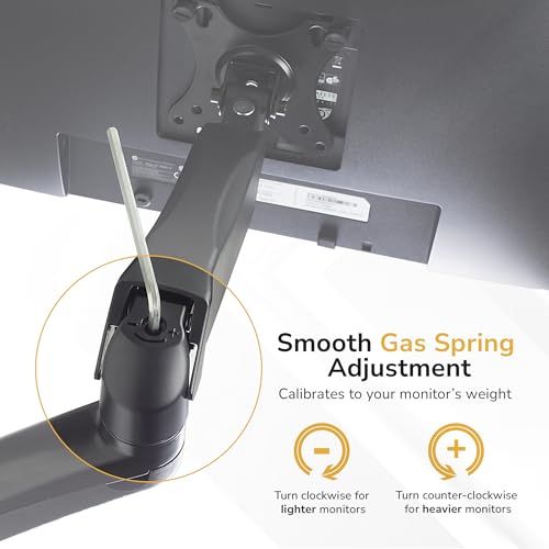 Mount-It! Monitor Wall Mount Arm, Full-Motion Gas Spring, Fits 13–32″ Screens up to 14.3 lbs, VESA 75x75 & 100x100, Tilt Swivel Rotate, Single-Stud Wall Mounted Computer Monitor Arm, RV Compatible
