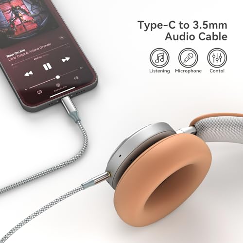 Henrety AUX to USB C Cable 3.3ft, USB C to 3.5mm Audio Aux Jack Cable for Car and Headphones - color: Grey, size: 3.3Ft