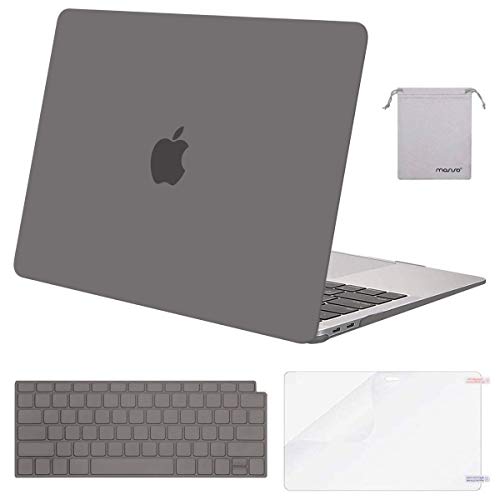 MOSISO Compatible with MacBook Air 13 inch Case M1 2021 2020 2019 2018 | A2337 A2179 A1932, Protective Hard Shell&Keyboard Cover&Screen Film&Pouch for MacBook Air 13.3 inch Case, Gray - color: Gray