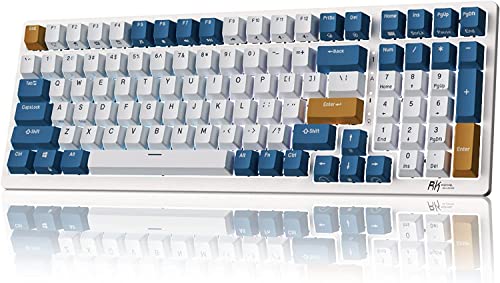 RK ROYAL KLUDGE RK98 Wireless Mechanical Keyboard, 100 Keys 98% Layout with Custom Switches Hot Swappable, Tri-Mode BT5.1/2.4G/USB-C Full Size Gaming Keyboard with Numpad RGB, Brown Switch - color: White, size: Hot Swap Brown Switch