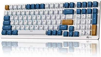 RK ROYAL KLUDGE RK98 Wireless Mechanical Keyboard, Triple Mode 2.4G/BT5.1/USB-C Custom Switches Keyboard with Number Pad, Pre-lubed Linear Switches RGB Backlit Gaming Keyboard, Software Support - color: White, size: Hot Swap Red Switch