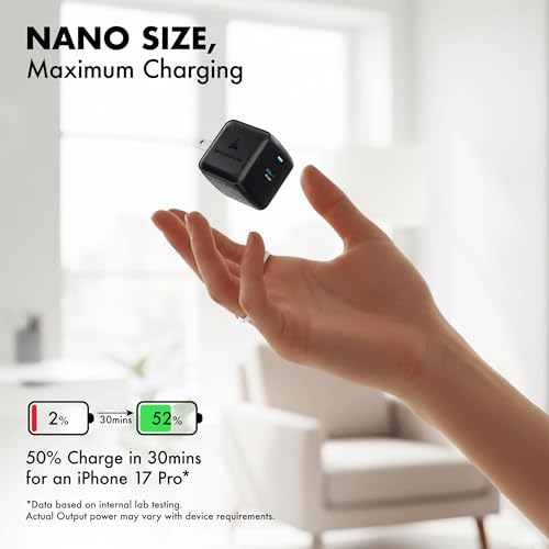 PD 30W Wozoyo GaN Charger, Type-C Fast Charger Compatible for iPhone 17/16/16 Pro Max/15 Series/iPad Pro, Smartphones & Tablets, QC 3.0,Compact Foldable Plug Design, Smart Power Delivery