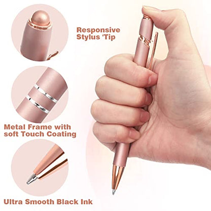 Bribobo 6 Pack Ballpoint Pen 2-in-1 Stylus, 1.0 mm Black Ink | Retractable Ballpoint Pen with Stylus tip, Metal Stylus Pen for Touch Screens - color: 6