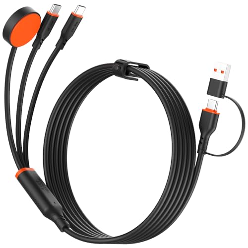 Travel Essentials 3 in 2 Multi Charging Cable 100W USB A/C to Dual USB C/for Apple Watch Charging Cable Silicone Fast Charge Compatible with iPhone 17-15 Series iPad MacBook, Type-C Devices 5FT-Black - color: Black
