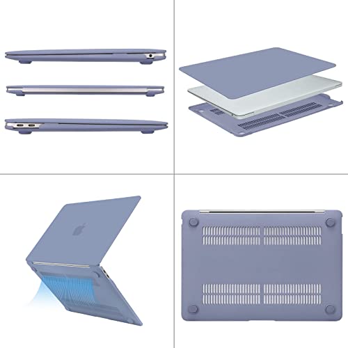 MOSISO Compatible with MacBook Air 13 inch Case M1 2021 2020 2019 2018 | A2337 A2179 A1932, Protective Hard Shell&Keyboard Cover&Screen Film&Pouch for MacBook Air 13.3 inch Case, Lavender Gray - color: Lavender Gray