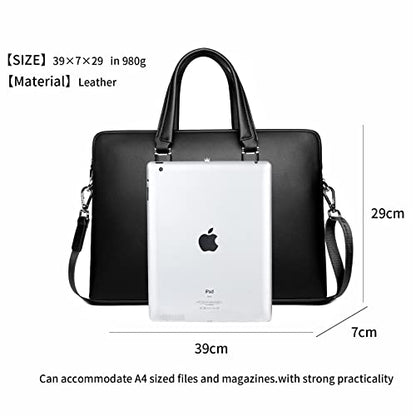 FSD.WG]Business Bag Leather Briefcase Shoulder Laptop Business Bag for Men - color: Black