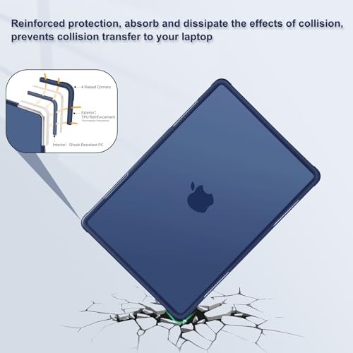 MOSISO Compatible with MacBook Air 13 inch Case M5 M4 M3 M2, Navy Blue | 4 in 1 Kit Anti-Crack Hard Shell with Kickstand for MacBook Air 13.6 inch Case 2026-2022 A3449 A3240 A3113 A2681 - color: Navy Blue