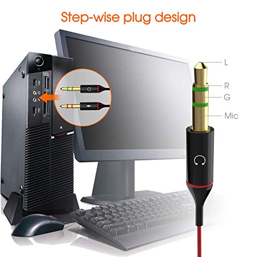 Maeline Headphone Splitter Adapter for Computer 3.5mm Female to 2 Dual 3.5mm Male Headphone Mic Audio Y Splitter Cable Smartphone Headset to PC Adapter (2 Pack, Red)