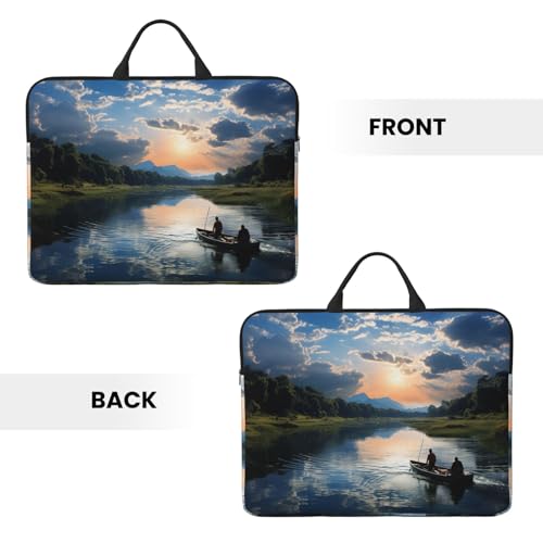 14 inch Laptop Sleeve with Handle Shockproof Laptop Bag Waterproof Computer Cover Bag Fishing Scenic Briefcase