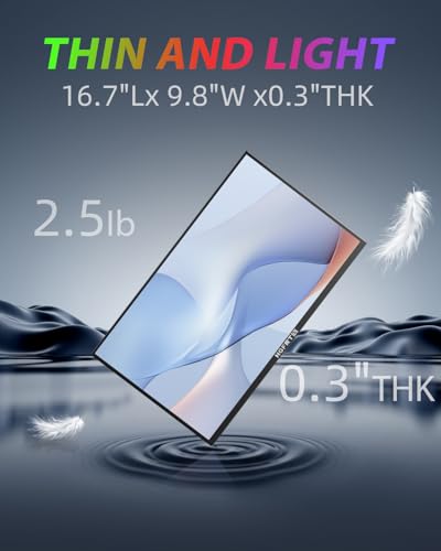 Large Portable Monitor 18.5", 1080P FHD 100Hz 120% sRGB USB-C IPS Screen External Display for Laptop Mac Gaming Office PC, Travel Monitor with Kickstand & Speakers, VESA Mountable - LCD Panels - size: 18.5inch