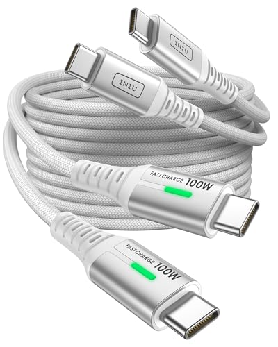 INIU C to C Fast Charging Cable, 2-Pack [3.3ft, White] Type C Charger Cord for iPhone 17 16 15 Pro Max Samsung S25 S24 Ultra Google Pixel 9 Pro Laptops MacBook iPad Air Switch etc. - color: White, size: 3.3ft+3.3ft