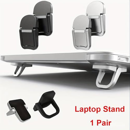 1 Pair Compact Portable Foldable Laptop Stand, Invisible Ergonomic Desk Support for 10-18 Inch Laptops, Tablets, Phones & Keyboards, ABS Material, Ideal for Office Workers, Students, Home & Travel