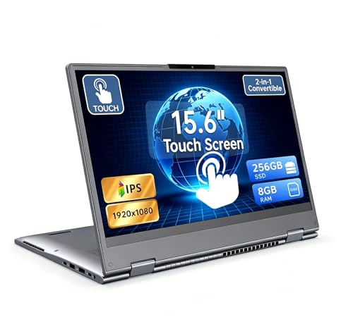 15.6" Yoga 2-in-1 Touchscreen Laptop Computer, AMD A9 Processor up to 3.2GHz, 8GB RAM 256GB SSD, Convertible Notebook with IPS FHD Display,USB-C,WiFi,Win11 Laptop for Work,Study & Home，326 - color: Rock Grey, size: 15.6"