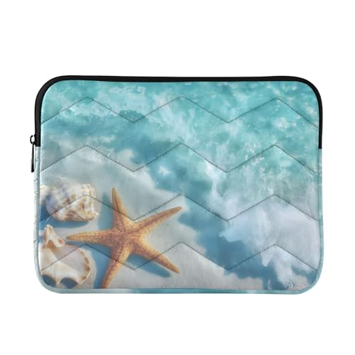 Seashell Starfish Laptop Sleeve 13 14 Inch Puffy Quilted Carrying Case Protective Computer Bag Waterproof Laptops Sleeve for Women Men - color: Seashell Starfish, size: Medium