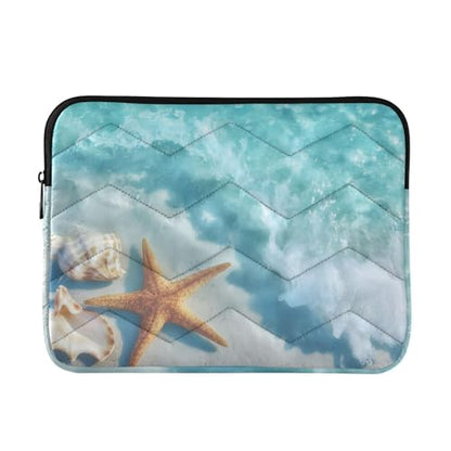Seashell Starfish Laptop Sleeve 13 14 Inch Puffy Quilted Carrying Case Protective Computer Bag Waterproof Laptops Sleeve for Women Men - color: Seashell Starfish, size: Medium