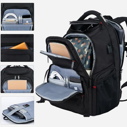 EMPSIGN 17.3 Inch Computer Laptop Backpack for Men, 45L with USB, Black | Anti-Theft, USB Charging Port, Water-Repellent, Business Travel Work College