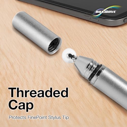 BoxWave Stylus Pen Compatible with HP EliteBook 840 G5 - FineTouch Capacitive Stylus, Super Precise Stylus Pen - Metallic Silver