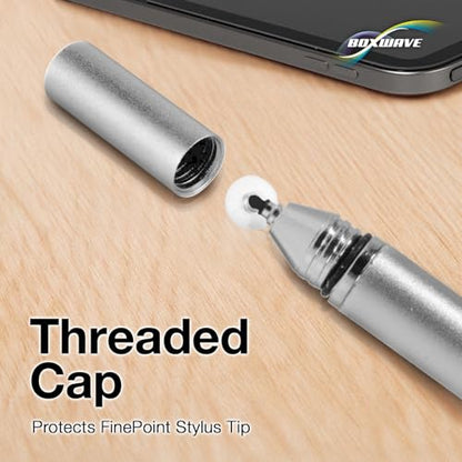 BoxWave Stylus Pen Compatible with HP EliteBook 840 G5 - FineTouch Capacitive Stylus, Super Precise Stylus Pen - Metallic Silver