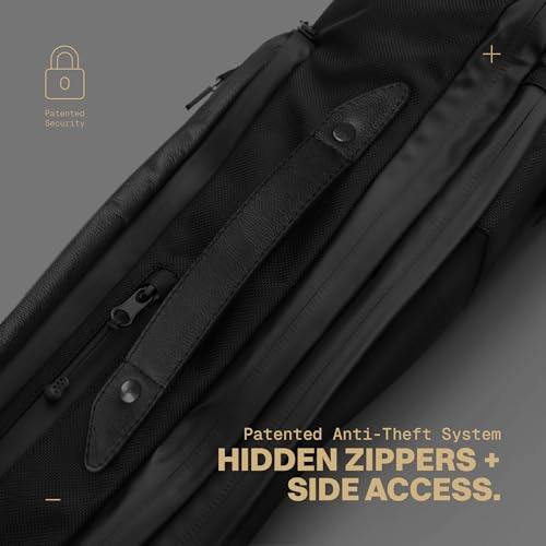 The Frenchie Co. - Work/Travel Speed Backpack - Expandable 23-30 L Laptop Pack - Anti-theft magnetic closure - Ballistic nylon body with full-grain Italian leather trim - color: Black