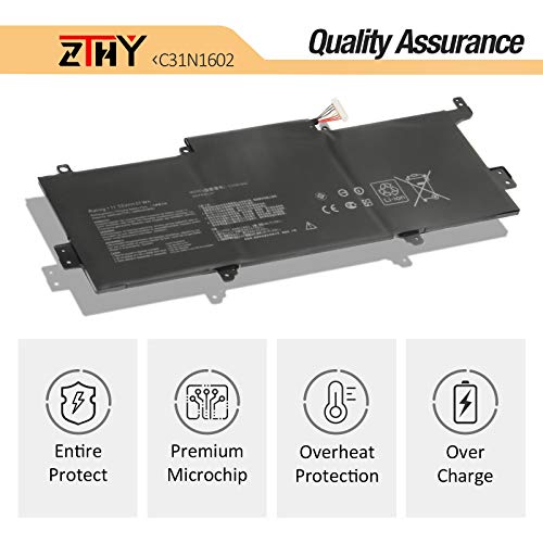ZTHY C31N1602 Laptop Battery Replacement for Asus ZenBook U3000U UX330 UX330U UX330UA UX330UAK UX330UA-1A UX330UA-1B UX330UA-1C UX330UA-FB018R FB161T Series C31N16O2 0B200-02090000 11.55V 57Wh - size: 12.01*4.8*0.16 inch C31N1602
